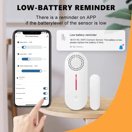 DFDIEJZ ”Intelligent Enhanced Smart WiFi Door Window Sensor with Advanced Security Protection Timed Sound Alarm & Detector in Smart Life APP - Reliable Home Security Device with Enhanced