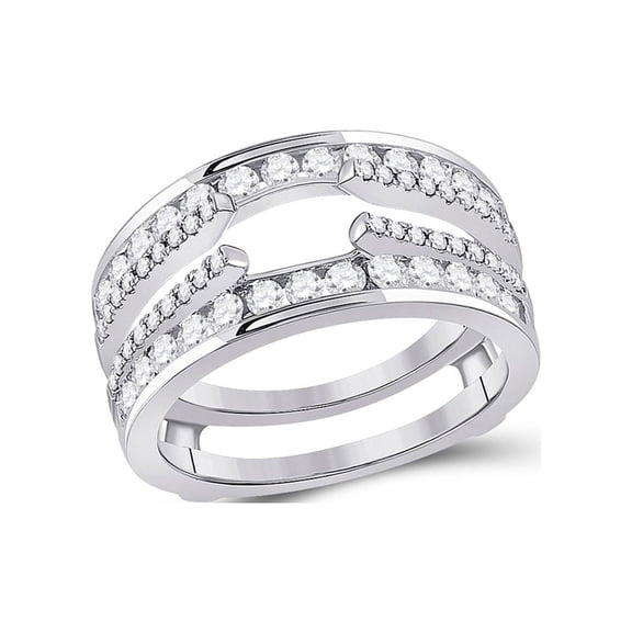 FB Jewels 14kt White Gold Womens Round Diamond Wedding Wrap Ring Guard Enhancer 1 Cttw