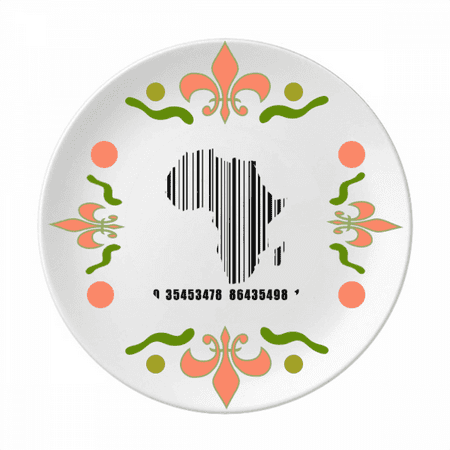 

Map African Continent Black Flower Ceramics Plate Tableware Dinner Dish