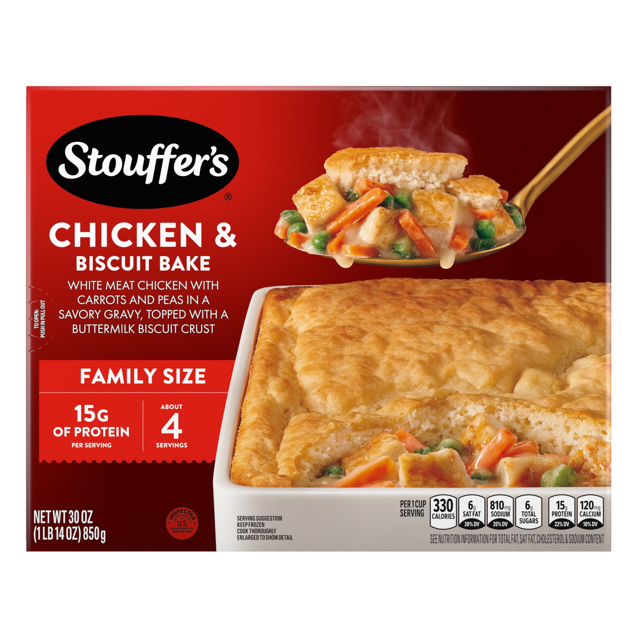 Stouffer’s Chicken Biscuit Bake, Family Size, Frozen Chicken Biscuit, Frozen Oven Meals, 30 oz (Frozen)