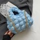 thumbnail image 4 of Bolso Mujer Acolchado Crossbody Cremallera Algodón Tote Bolso Ligero Azul, 4 of 8