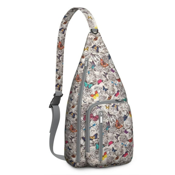 Tropical Butterfly Lovers Sling Bag – Artistic Crossbody Backpack for Outdoor Activities, Cycling & Daily Use, Fashionable & Functional