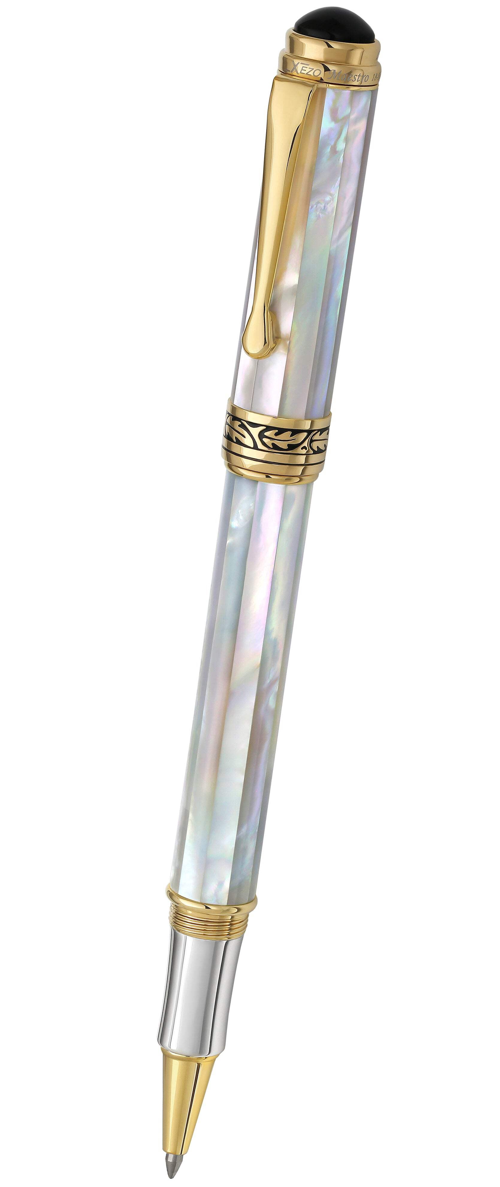 Xezo Xezo Maestro® 18K Gold Plated Rollerball Pen - Oceanic White Mother of Pearl