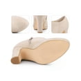 thumbnail image 2 of BLISSFUL STEP Round Toe Platform Block Heels Ankle Booties for Women Beige 5.5, 2 of 6