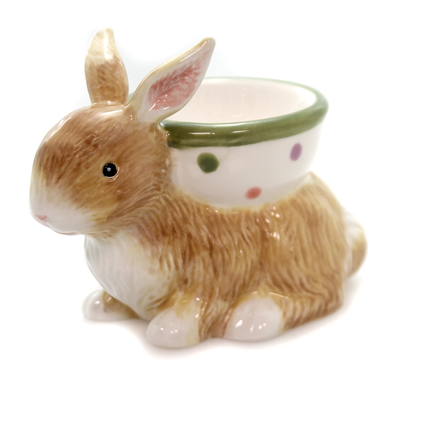 Tabletop BUNNY PATCH EGG CUP Ceramic Rabbit Easter Spring 22670 Sitting