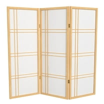 Red Lantern 4 ft. Short Double Cross Shoji Screen - Natural - 3 Panels