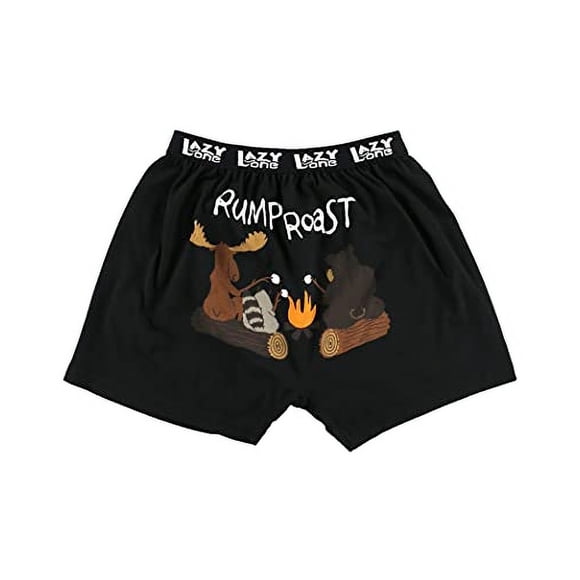 Lazy One Funny Animal Boxers, Novelty Boxer Shorts, Humorous Underwear, Gag Gifts for Men, Camping (Rump Roast, Large)