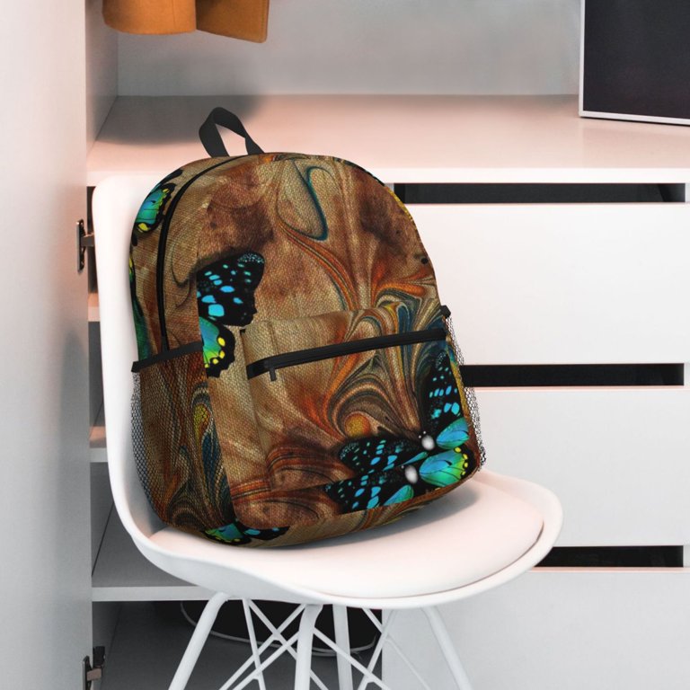 Horeoi Vintage Butterfly Green Print Casual Backpack for 