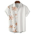 thumbnail image 2 of IROINNID Christmas Funny T-Shirt for Men Snowflake Print Hawaiian Tops Xmas Vacation Holiday Gift Button Up Shirt,White, 2 of 7