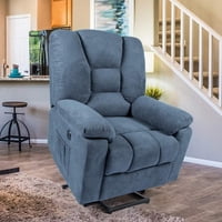 Microfiber Power Lift Electric Recliner Chair with Heated Vibration Massage Sofa Fabric Living Room Chair with 2 Side Pockets, USB Charge Port & Remote Control, Blue