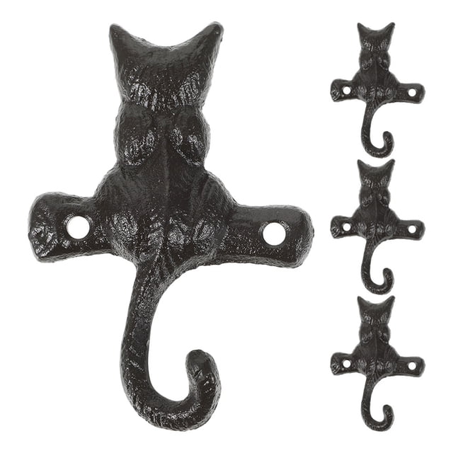 4 ganchos vintage de hierro fundido para gatos, para colgar en la pared, decorativos, para llaves, toallas, sombreros y bolsos, para decoración del hogar y la oficina.