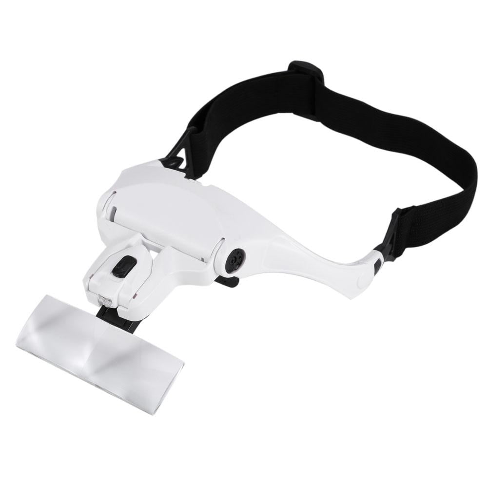 Dilwe 5 Lens Headset Magnifier with Led Lights, Hand Free Magnifying ...