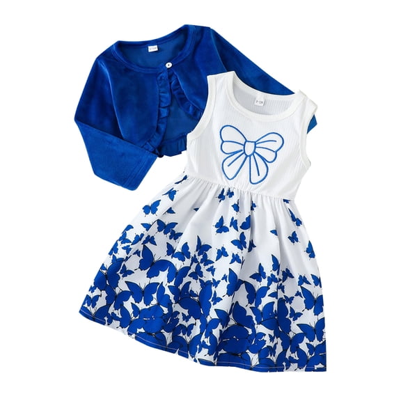 JAJAHO Baby Girl Clothes Toddler Dresses Spring Outfits Little Coat Princess Cardigan Floral Dress Set 2 Piece Cozy Outfit