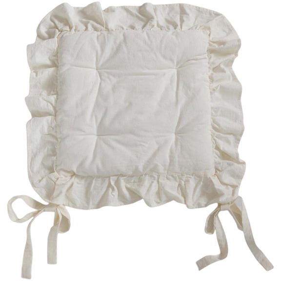 Ruffled Chair Cushions with Ties Elegant Vintage Cotton Chair Pads Soft Cotton Filled Seat Cushion for Farmhouse Home Kitchen Dining