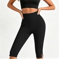 thumbnail image 6 of Hilenly Womens Split Capri Leggings High Waisted Knee Length Shorts Stretchy Slim Fit Capris Yoga Leggings, 6 of 8