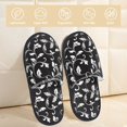 thumbnail image 2 of House Slippers for Women Men - black white leaves Lightweight House Shoes Fuzzy Slippers, Soft Slip-On Cozy House Slippers for Woman Indoor Outdoor, 2 of 7