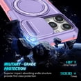 thumbnail image 5 of ELEHOLD Rugged Case for iPhone 14 Pro Max with Sliding Camera Lens Cover Rotation Ring Holder Stand Function Compatible with MagSafe Shockproof Cover for iPhone 14 Pro Max,purple, 5 of 8