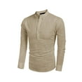 thumbnail image 2 of Faithtur Men's Spring Autumn Casual Shirt Solid Color Long Sleeve Stand Collar Button Tops, 2 of 9