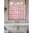 thumbnail image 4 of Red Buffalo Plaid 2 Panel Kitchen Curtains for Windows, Farmhouse Check Stripes Retro Geometric Bathroom Privacy Curtain, Home Décor Window Treatment for Bedroom/Living Room 55"x45", 4 of 6