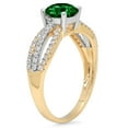 thumbnail image 2 of 1.27 ct Round Cut Simulated Emerald Solitaire with Simulated Diamond Accents 18K Yellow/White Gold Womens Engagement Ring, 2 of 4