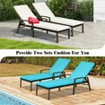 thumbnail image 2 of Spaco 2 Pieces Patio Rattan Reclining Chaise Lounge Chair, Lounge Chair with Cushion and Armrest for Patio, Garden, Backyard, Turquoise and White, 2 of 19