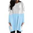 thumbnail image 1 of Diufon Fall Tunics for Women Trendy Color Block Blouses Round Neck Long Sleeve Tops with Pockets, 1 of 4
