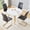 White Table+ Four Black Chairs-1, variant on NYEESS 5-Piece Extendable Dining Table Set, 42"-54" Round to Oval Rustic Wood Grain MDF Top & Silver Metal Legs, Modern Farmhouse Set for Small Spaces & Apartment