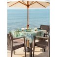 thumbnail image 3 of Outdoor Tablecloth with Umbrella Hole for Patio/Picnic/Party/Camping, Tropical Plants Waterproof Table Cloth Square Cover Washable, Summer Coastal Beach Coconut Tree Green (60"x 60"), 3 of 8