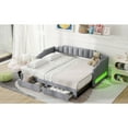 thumbnail image 4 of Miekor Furniture Twin XL Size Extendable Upholstered Daybed with Two Storage Drawers and LED Light,Twin XL to King Daybed,Gray MK3782, 4 of 12