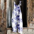 thumbnail image 2 of Gamivast Linen Summer jumpsuit for Women Floral Print Adjustable Strap Jumpsuit Bib Overalls Loose Fit Wide Leg Pants Breathable Soft Comfy Beach Holiday Outfit, 2 of 5