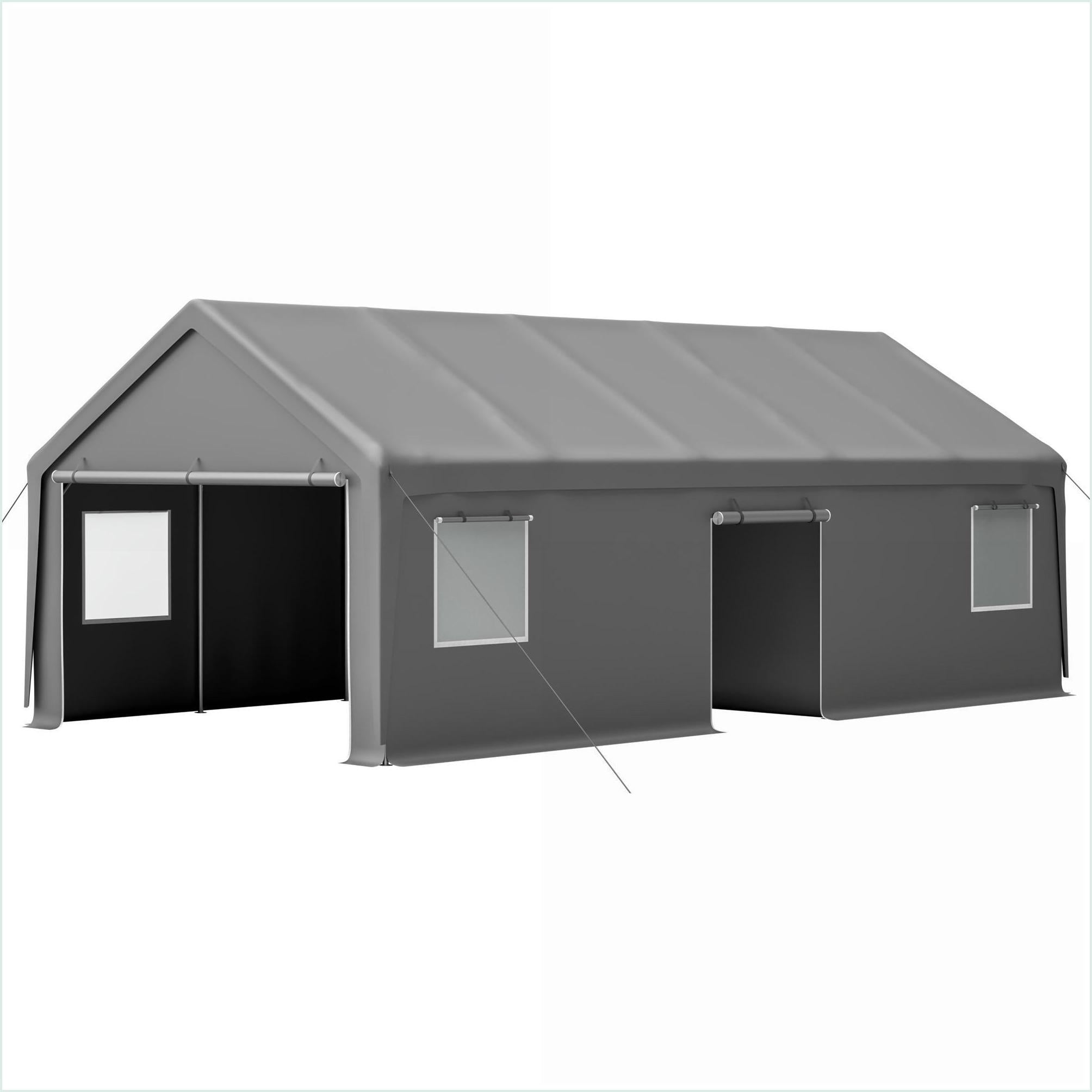 Carports 13x26 FT Heavy Duty All-Weather Portable Shelter for Cars, Boats, Storage Outdoor Events | Gray | Steel