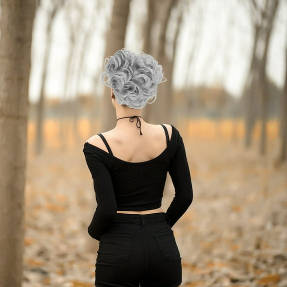 HEMOTON Curly Hair Bun Pieces for Women with Grey Color and Lightweight Design for Easy Styling and Wear