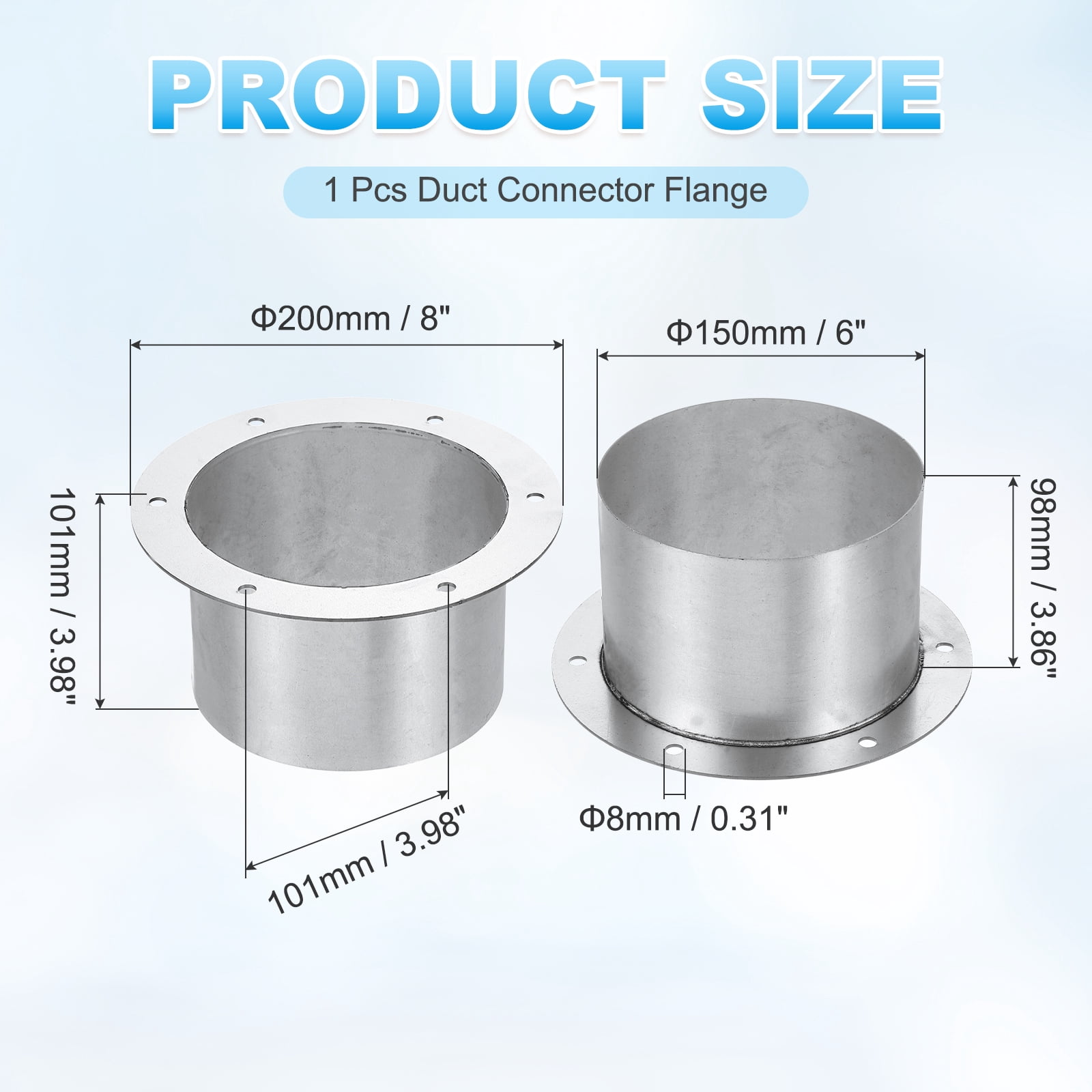 Uxcell Duct Connector Flange (5.9", Silver) -  Galvanised Steel Round Dust Collection Fittings Dryer Vent Exhaust Pipe Hose Flange, Fits Heating Cooling Ventilation HVAC System