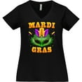 thumbnail image 3 of Inktastic Mardi Gras with Green Masquerade Mask Women's Plus Size V-Neck T-Shirt, 3 of 5