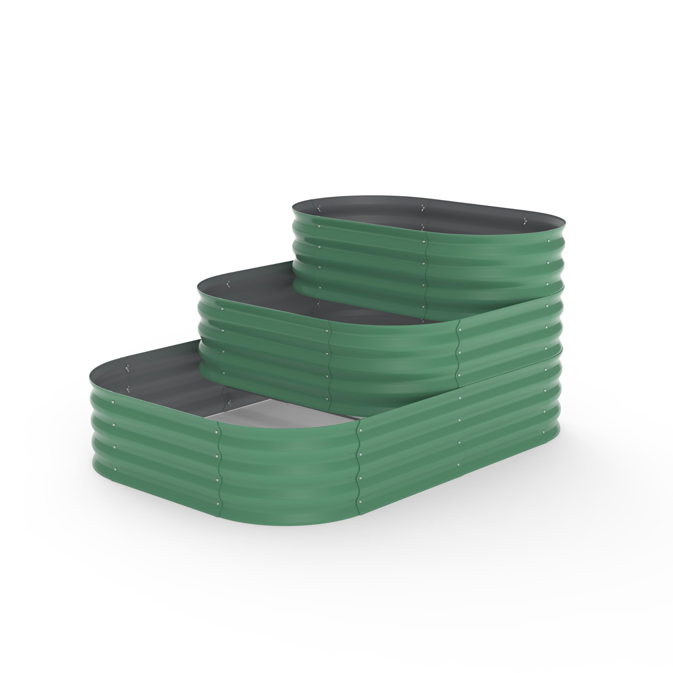 Garvee 3-Tier Galvanized Raised Garden Bed 42x61 Inch Oval Planter for Vegetables Herbs Flowers