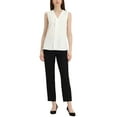 thumbnail image 2 of INSPIRE CHIC Juniors Sleeveless Pleated Front V Neck Work Office Blouses, 2 of 5