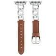 thumbnail image 3 of Dwitch for Cowboy Strap Compatible with Apple Watch Strap 42/44/45/49mm, iWatch SE Series 9 8 7 6 5 4 3 2 1 Ultra, Women's and Men's Denim Chain Metal Chain Splicing Design Bracelet,Brown, 3 of 6