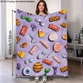 thumbnail image 5 of 1pc Halloween Candy Throw Blanket - Super Soft Flannel All-Season Cozy - Candy Corn, Lollipops, Gummy Bears Print - Machine Washable Bed, Sofa, Camping, Travel Blanket - Halloween & Christmas Decor -, 5 of 8