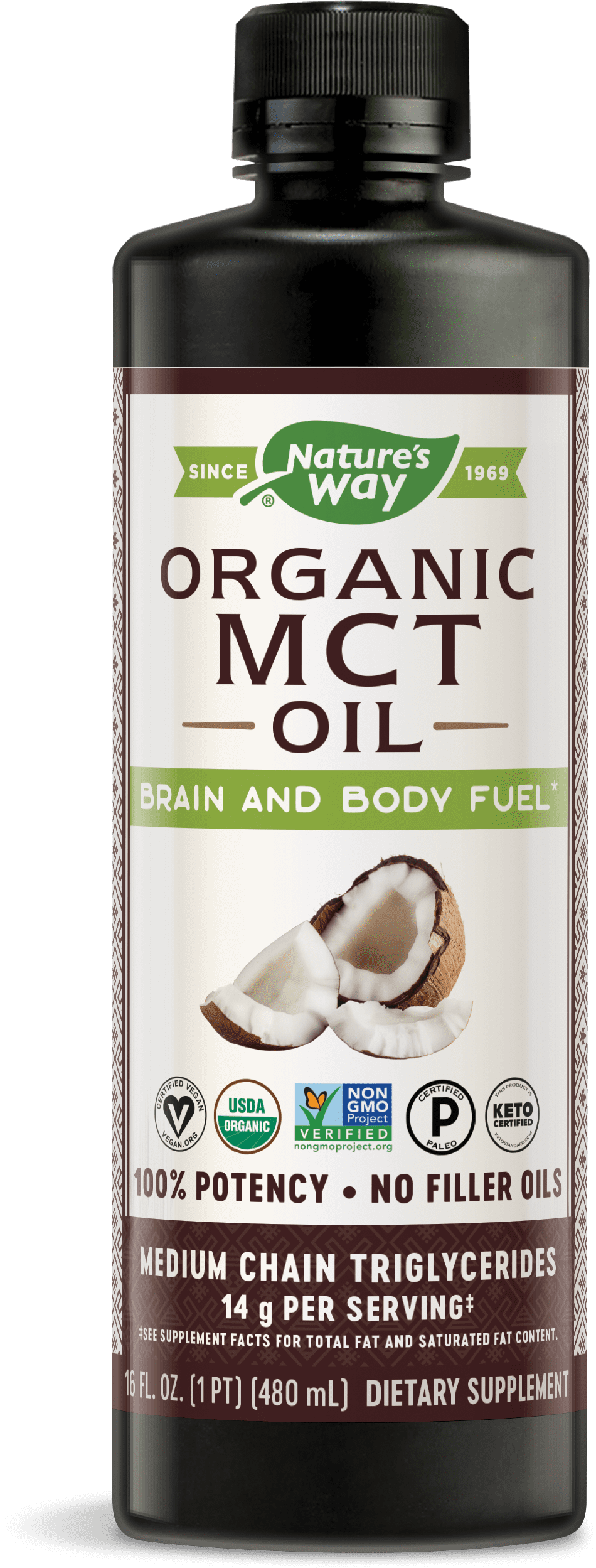 Nature S Way Organic Mct Oil Brain Body Fuel 16 Oz Walmart Com Walmart Com