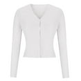 thumbnail image 4 of TFEOQRY Pullover Sweater for Women Fashion Solid Color Loose Large Size Knitwear Long Sleeved V-Neck Sweater Top White, 4 of 6