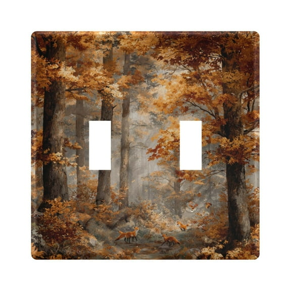 2-Gang Light Switch Wall Plate Outlet Cover for home electrical outlets Light Switch Cover Plates Beautiful Autumn Forest