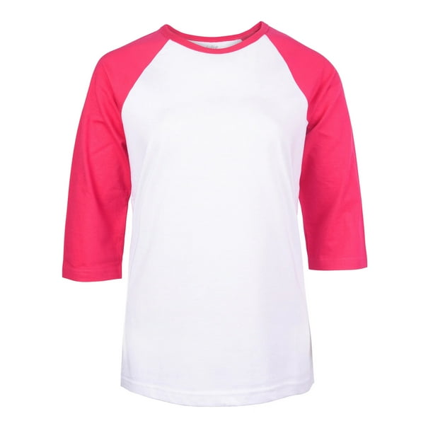 Two Tone 3/4 Raglan Shirt / Baseball Tee, White/Hot Pink - Walmart.com