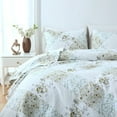 thumbnail image 6 of 3-Piece King Size Quilt Set, Greagle Lightweight Patchwork King Spring Summer Quilt Bedspreads Full Size Bedding Set with Pillow Shams, 104x90 inch Beige Floral Plaid Print, 6 of 8