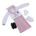 thumbnail image 4 of Traje de colegiala a escala 1:6, conjunto de manga larga para muñecas femeninas de 12 pulgadas rosa, 4 of 9