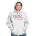 thumbnail image 5 of Pray For A Cure Breast Cancer Sport Zip Hoodie Sweatshirt Women Brisco Brands S, 5 of 6