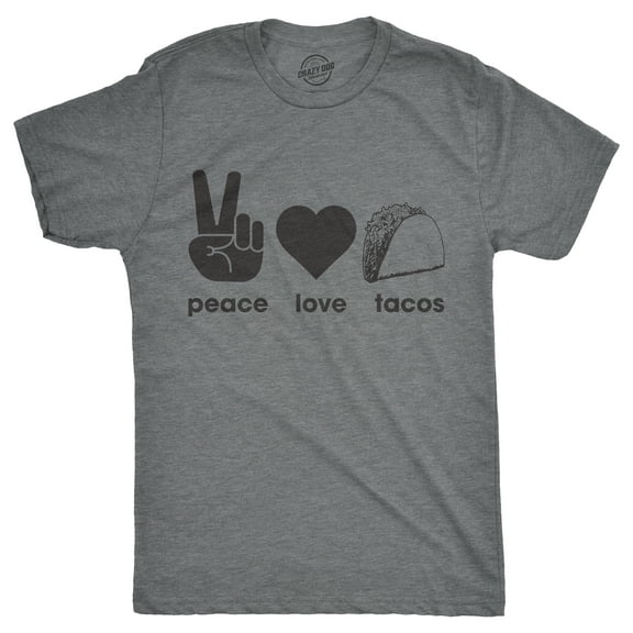 Mens Peace Love Tacos T shirt Funny Graphic Tee Sarcastic Top for Guys Crazy Graphic Tees