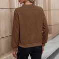 thumbnail image 5 of ABATAB Women's Button Ruched V Neck Tops Casual Long Sleeve Blouse Loose Fit Solid Color Pullover Sweatshirts Ladies Fashion(Small,Brown), 5 of 5