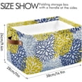 thumbnail image 3 of Large Foldable Storage Bin Yellow Blue Chrysanthemums Fabric Storage Baskets Collapsible Decorative Baskets Organizing Basket Bin with PU Handles for Shelves Home Closet-2Pack Decor Gifts, 3 of 7