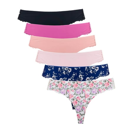 

B2BODY Women s Panties Lace Back Floral Thong Small to Plus Sizes Multi-Pack