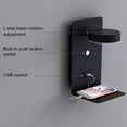 thumbnail image 4 of 2X Lámpara de Pared de Lectura con Puerto USB Que Carga la Lámpara de Cabecera Creativa Del Estante Negro, 4 of 5